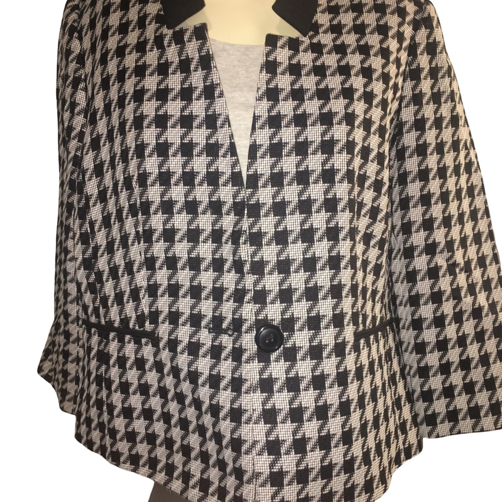 Houndstooth Black & White Women's Jacket Suit with Skirt
